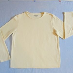 New Cato Butter Yellow Long Sleeve Pullover Tee
